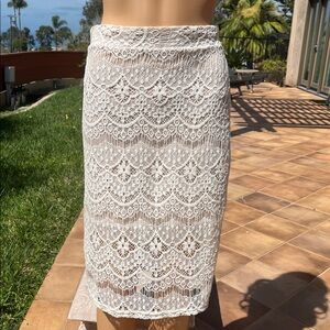 Lace skirt - 
 cream colored with nude lining